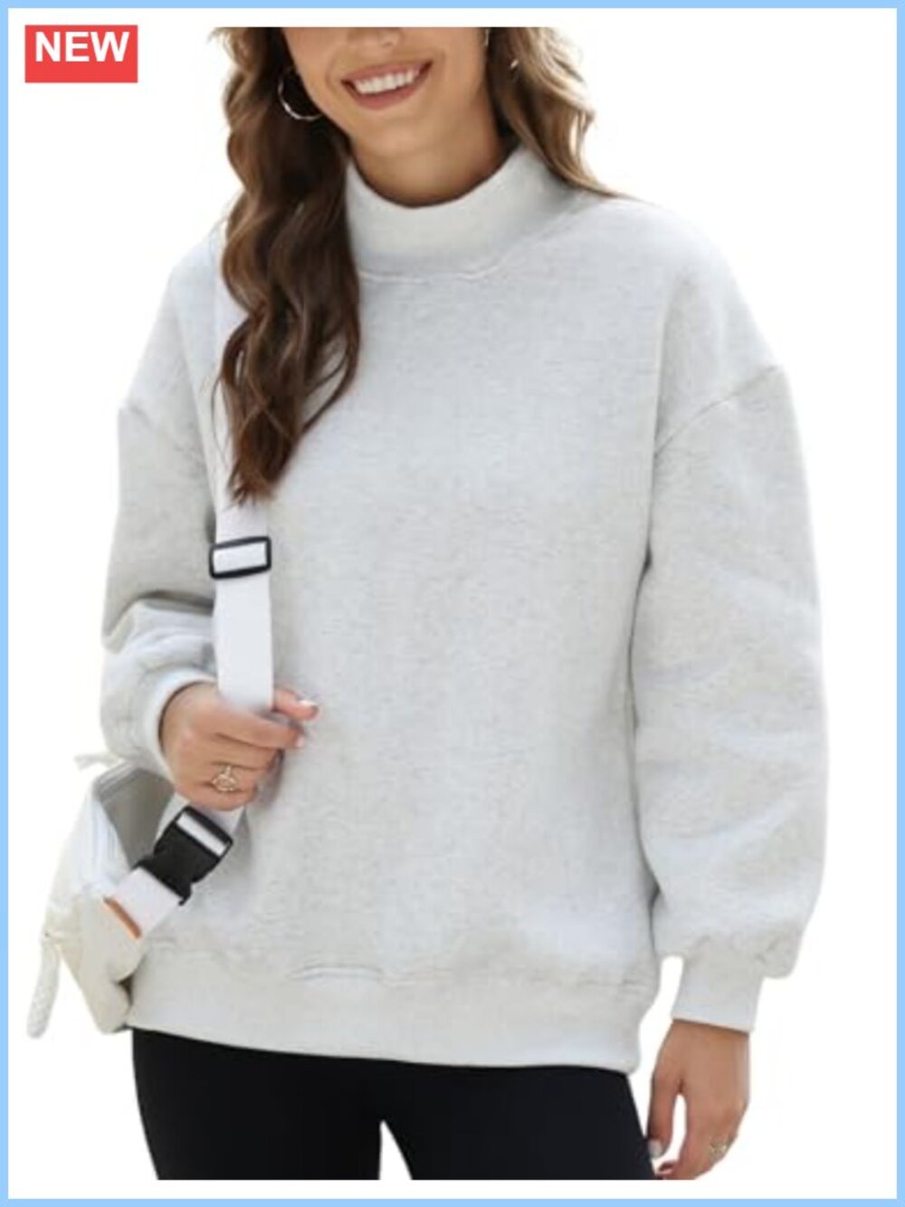 Women's Oversized Mock Neck Fleece Lined Pullover Sweatshirt